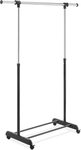 Vista 11 de Whitmor Perchero plegable para ropa - Colgador de ropa con ruedas - Altura ajustable - Negro