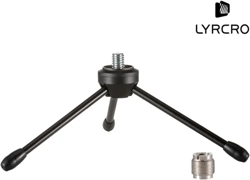 Vista 2 de Soporte de micrófono de escritorio plegable trípode con pies antideslizantes, construcción de hierro duradera, ideal para podcasts, chat en línea