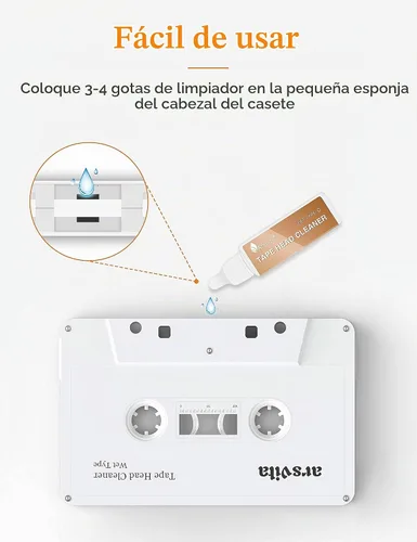 Vista 2 de Arsvita Audio - Limpiador de cabezal de casete con 1 solución limpiadora
