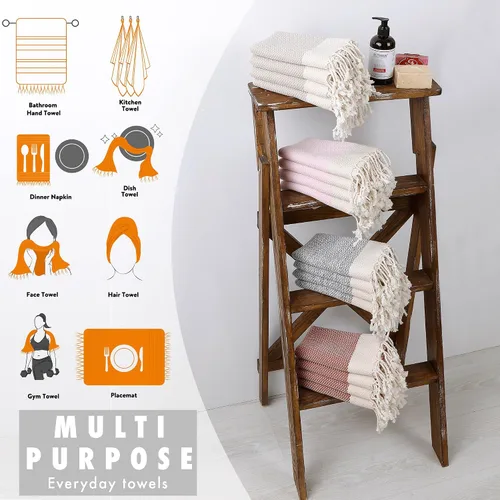 Vista 6 de Evelynen - Juego de 2 toallas de mano turcas para baño y cocina, toallas de mano bohemias con bucles para colgar, para cara, té, plato, cocina