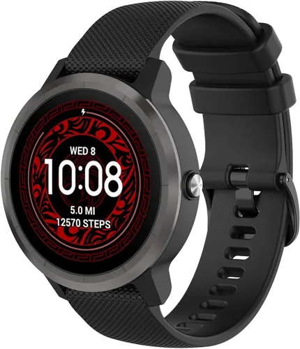 Vista 5 de Correa deportiva de repuesto de silicona compatible con Garmin Venu Sq 2 Music/Venu 2 Plus/Venu Sq Music, Vivomove 6 5 3 Music, Vivomove Luxe, Negro