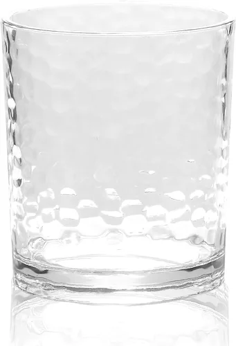 Vista 7 de KX-WARE Vasos acrílicos de plástico de 14 onzas, juego de 6 unidades, transparentes, estilo martillado, apto para lavavajillas, sin BPA