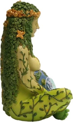 Vista 2 de Estatua de la Madre Tierra, 7 "Fertilidad Gaia Diosa Estatua, Naturaleza Embarazada Wiccan Altar Suministros, Moon Yoga Alter Table Witchcraft
