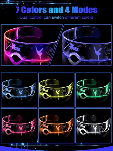 Vista 3 de TOODOO 2 pares de anteojos con visera LED, 7 colores, gafas futuristas, 4 modos de iluminación, gafas luminosas de panal para adultos