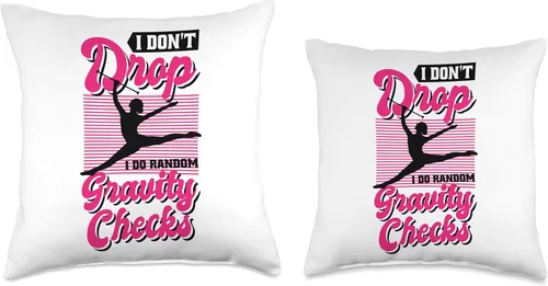 Vista 3 de Baton Twirler & Majorette Twirl Dancer Apparel I Don'T Drop I Do Random Gravity Checks, Baton - Almohada giratoria, 16 x 16 pulgadas, multicolor