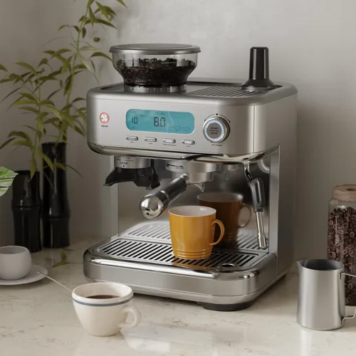 Vista 8 de Máquina de café expreso con molinillo y varita de vapor, acero Plateado