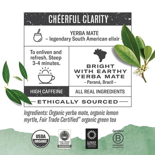 Vista 2 de Numi Té de limón mate orgánico, 54 bolsas de té verde, alta cafeína