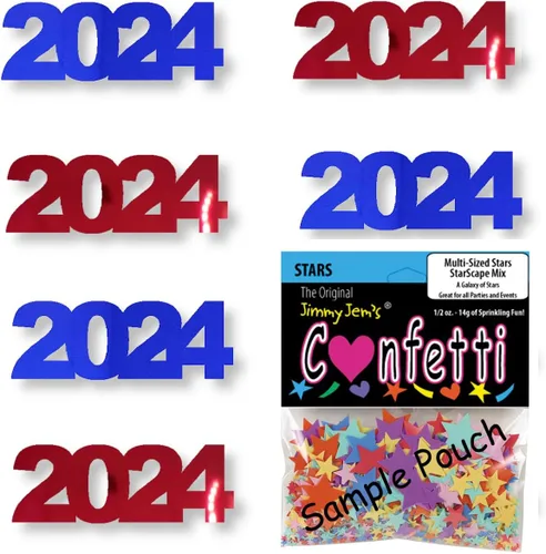 Vista 38 de Confetti Year 2024 Negro, Azul Royal Combo - 2 bolsas de media onza (1 oz)