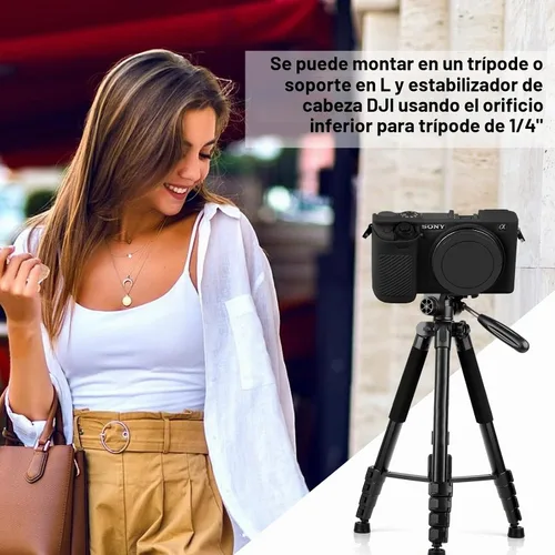 Vista 6 de Case for Sony Alpha A6000 ILCE-6000 Digital Camera, Black Soft Silicone,Anti-Scratch,Dustproof,Shockproof,Slim Fit,Enhanced Grip,Camera Skin Negro