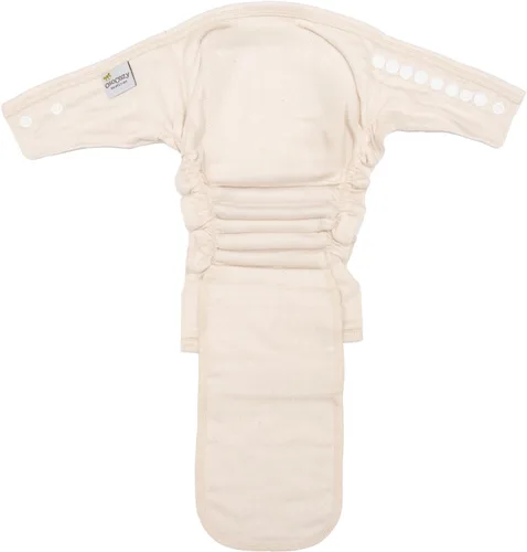 Vista 5 de Osocozy Pañal de tela ajustable de dos tamaños, suave, duradero y absorbente, 100% algodón, tejido de pájaro. Cierres a presión fáciles de usar.