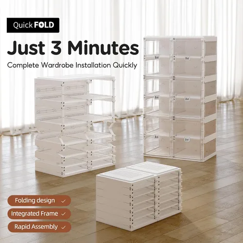 Vista 3 de ANTBOX Zapatero plegable, organizador de zapatos para armario, caja de almacenamiento de zapatos de plástico que ahorra espacio para la entrada