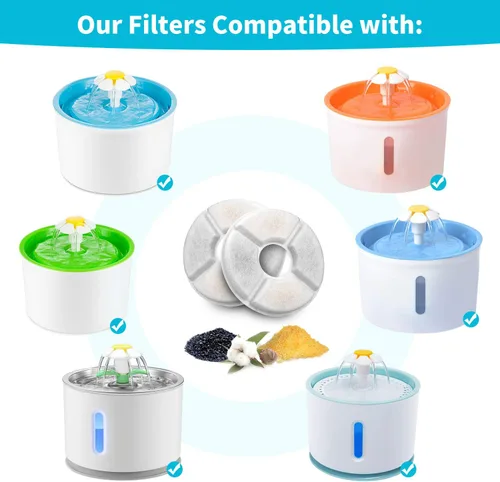 Vista 2 de Filtros de fuente de agua para gatos, cartuchos de repuesto para fuentes automáticas de agua para mascotas de 81 oz/2.4 L, filtro de carbón activado