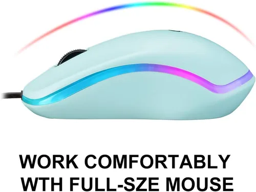 Vista 2 de COOLERPLUS FC112 - Ratón óptico USB con cable para computadora con fácil clic para oficina y hogar 1000 DPI premium y portátil compatible con PC
