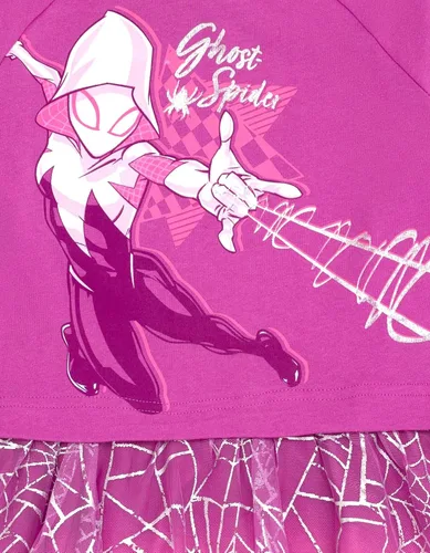 Vista 3 de Marvel Spider-Man Spider-Gwen Ghost Spider - Vestido de rizo francés para niñas pequeñas y grandes