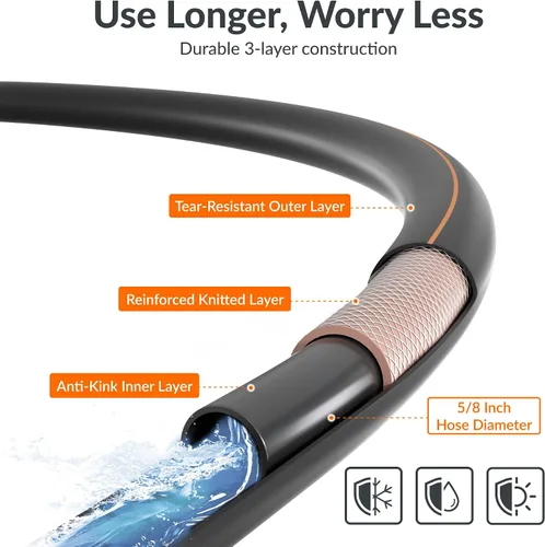 Vista 6 de Giraffe Tools - Manguera conectora corta de 3 pies x 5/8 pulgadas, resistente, flexible y ligera, material híbrido con mango giratorio, conectores