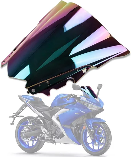 Vista 8 de PSLER Parabrisas Parabrisas Doble Burbuja para YZF R3 R25 2014-2018 2014 2015 2016 2017 2018 (Negro)