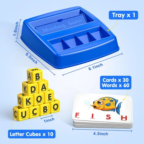 Vista 7 de HahaGift Juguetes educativos para niños de 3 a 5 años, juegos de aprendizaje de letras coincidentes, actividades ideales para regalo de Navidad