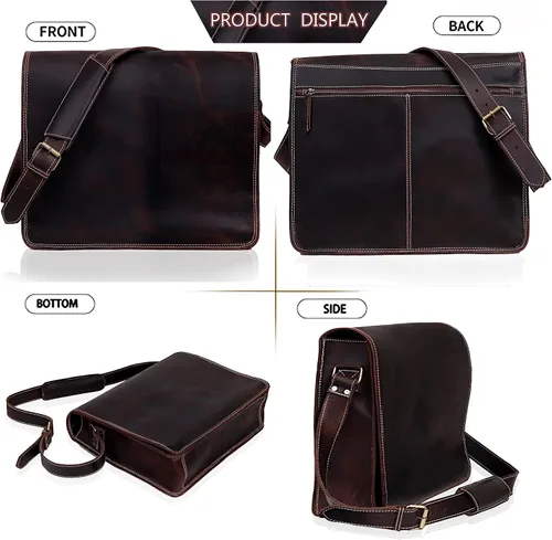 Vista 4 de 11 pulgadas pequeño Crossbody hombro cuero genuino iPad/Tablet Vintage Messenger Bag para 10.5 pulgadas iPad pro para mujeres y hombres