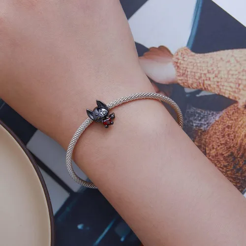 Vista 6 de BABAMIA Dijes de corazón con dije de rosa para pulseras cuentas de plata de ley 925 se adapta a pulseras y collares pavimentados con circonita