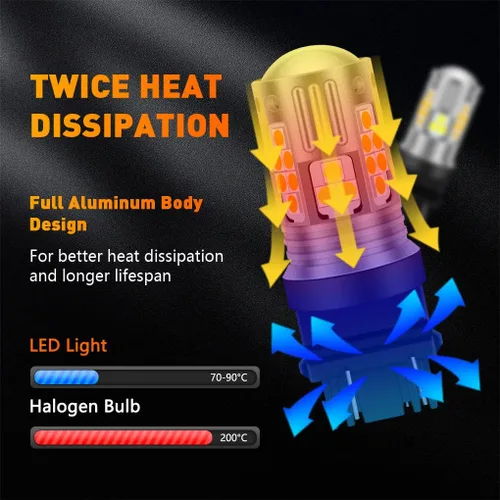 Vista 4 de Bombillas LED de señal de giro superbrillantes de 9-16 V 3157 3156 3057 4157 con lente de proyector para luces intermitentes, luces traseras