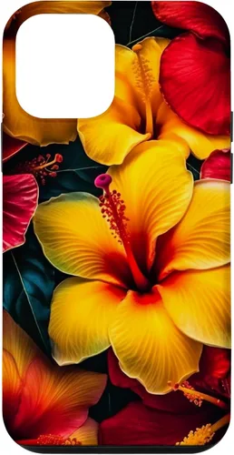 Vista 16 de Hawaiian Tropical Yellow Red Hibiscus Plumeria Case for iPhone 17