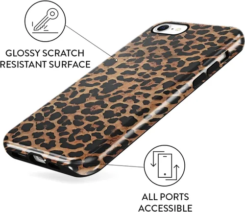 Vista 7 de Funda de teléfono con estampado de guepardo para iPhone 7/8/SE 2020/2022 de 4.7 pulgadas, funda de lujo con diseño de leopardo marrón coqueta a
