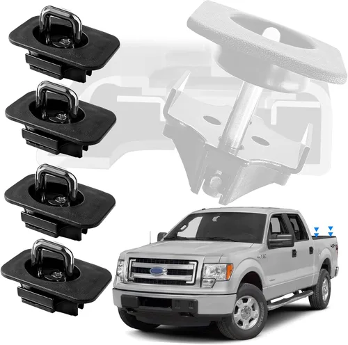Vista 5 de Amarres retráctiles para caja de camión, 4 anclajes de anillo en D sin taladro, 3000 libras para Ford F150 F250 F350 Super Duty, Dodge RAM, Chevy