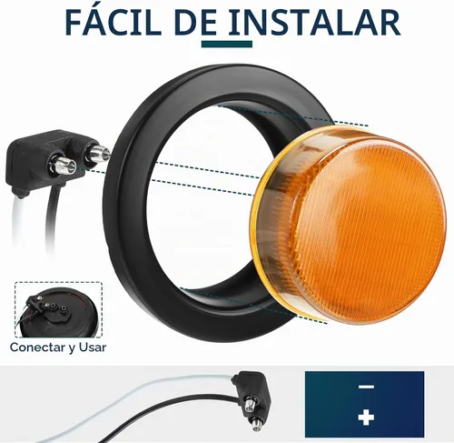 Vista 4 de Retisee - 16 piezas de luces de 13 LED, 2.5 pulgadas, redondas, para luz de aviso, indicadores de luz lateral delantera y trasera, impermeables
