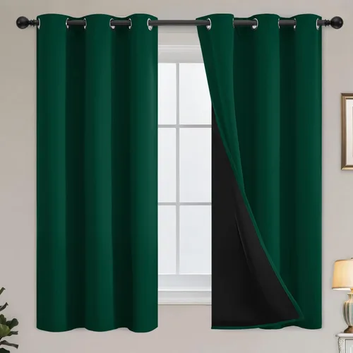 Vista 190 de Yakamok Cortinas negras, cortinas de ventana con aislamiento térmico y eficiencia energética para dormitorio, cortinas opacas completas y cortinas