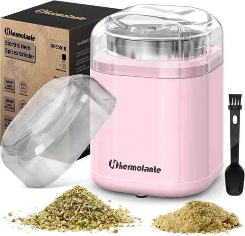 Vista 8 de Hermolante Molinillo de especias para hierbas, molinillo de hierbas de 200 W con hoja de acero inoxidable y cepillo de limpieza, molinillo eléctrico