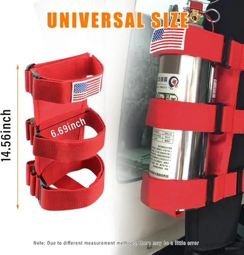 Vista 2 de Ziciner Soporte para Extintor de Incendios 2.5-3LB Barra Antivuelco Ajustable, Correa para Extintores con Patrón de Bandera Americana Bartact