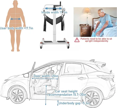 Vista 9 de Silla de transferencia elevadora para pacientes, ayuda de elevación portátil para ancianos/discapacitados, silla de transporte de cómoda de cabecera
