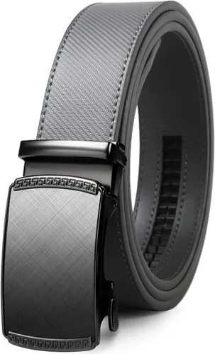 Vista 27 de Drowsmen - Cinturón de cuero para hombre con trinquete de 1 3/8 pulgadas, hebilla automática de deslizamiento con clic, ajuste ajustable para un
