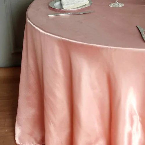 Vista 4 de BalsaCircle - Mantel redondo de satén de 108 pulgadas, color rosa polvoriento, para bodas, fiestas, catering, cocina, comedor, eventos, cocina