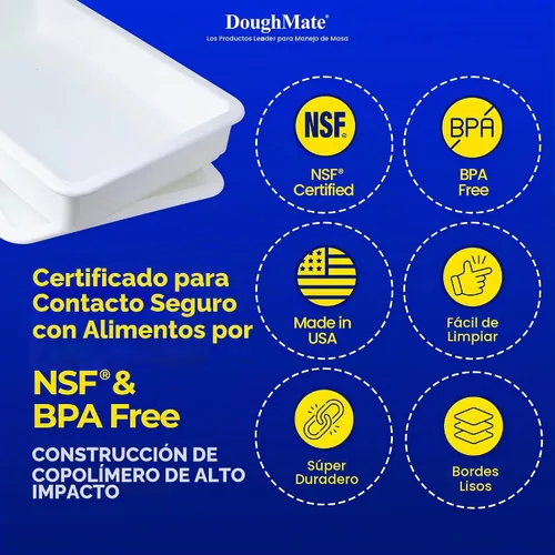 Vista 6 de 1 bandeja a prueba de masa de pizza con 1 tapa, capacidad para 6 bolas de masa, fácil de limpiar, duradera, certificado NSF®, fabricado en Estados