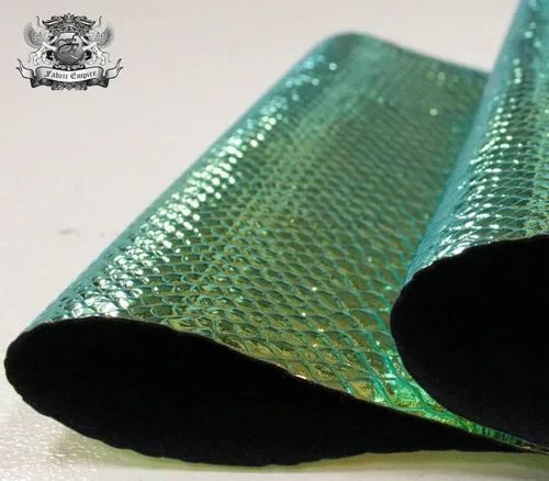 Vista 2 de Fabric Empire Tapicería de vinilo en relieve de serpiente holograma brillante holograma tela material cobre 54 pulgadas de ancho vendido por The Yard