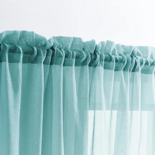 Vista 64 de MYSTIC-HOME Juego de cortinas de niveles transparentes blancas para cocina de 24 pulgadas de largo, tratamiento de cortinas para ventanas pequeñas