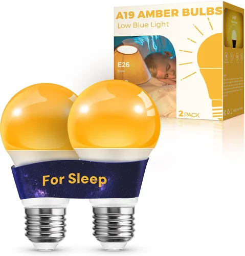 Vista 19 de L LOHAS LED Bombillas LED, Bombilla de Luz Ámbar para Ayuda del Sueño, A19 9W (Equivalente a 60 Vatios), Bloqueo de Luz Azul, Bombillas Regulables