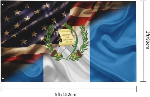 Vista 3 de Bandera de Guatemala y Estados Unidos, bandera de jardín y desfile, 3 x 5 pies