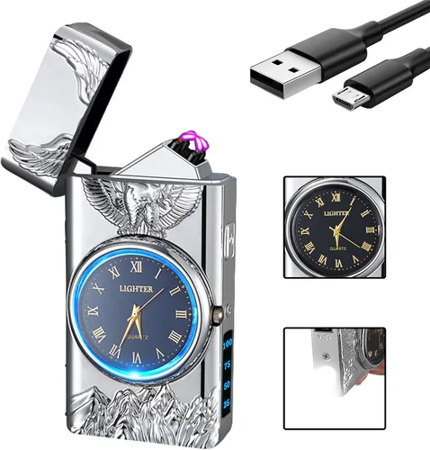 Vista 13 de Encendedor Eléctrico - Encendedor de Doble Arco USB Recargable, sin Llama, Resistente al Viento con Indicación LED de Batería para Velas, Acampada