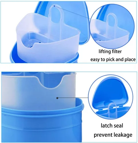 Vista 6 de Caja de baño para dentadura dental, taza y cepillo de dientes con cesta de colador, soporte para caja de almacenamiento de dientes falsos, caja