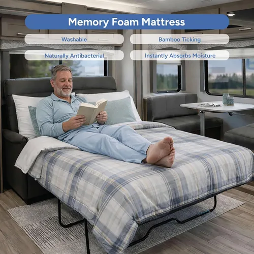 Vista 6 de RecPro RV Hide a Bed - Colchón de espuma viscoelástica con infusión de gel con garrapatas de bambú.