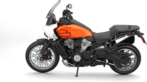 Vista 3 de Maisto 1:12 H-D 2021 Pan America, Naranja/Negro/Blanco