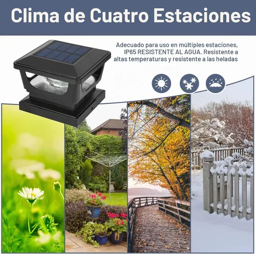 Vista 7 de Luces solares para postes de metal de 3 x 3 pulgadas, vinilo y madera de 4 Armazón negra
