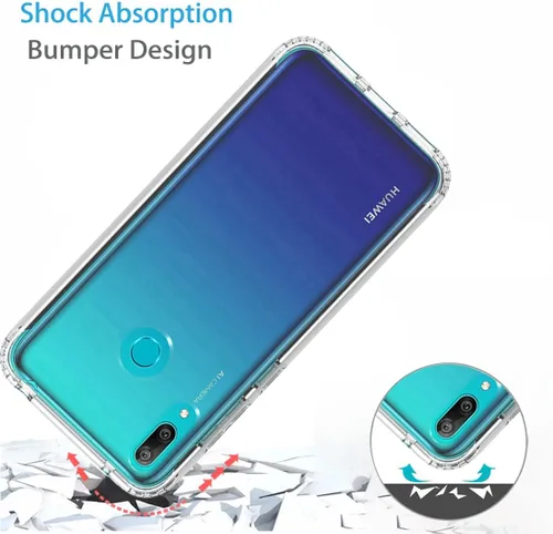 Vista 7 de Funda transparente compatible con Y7 2019/Y7 Prime 2019, Dub-LX1 con protector de pantalla de vidrio templado, bonito protector de cristal a prueba