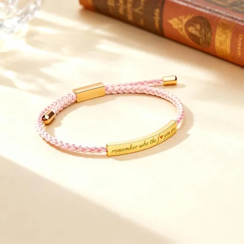 Vista 7 de Pulsera trenzada motivacional con texto en inglés "Remember Who The F You Are", regalos inspiradores para mujeres y amigas