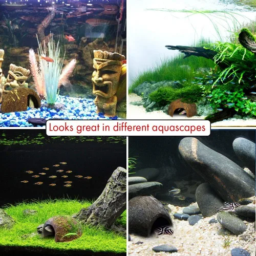 Vista 6 de SunGrow Cabaña de coco para Gecko crestado, piel de escalada de reptiles de 5 x 3 pulgadas, accesorios de hábitat de jaula de tanque de leopardo