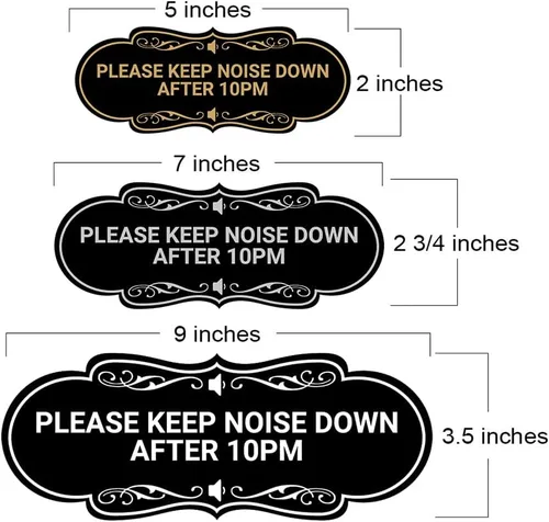 Vista 6 de Designer Please keep noise down after 10pm Sign (negro) - Pequeño