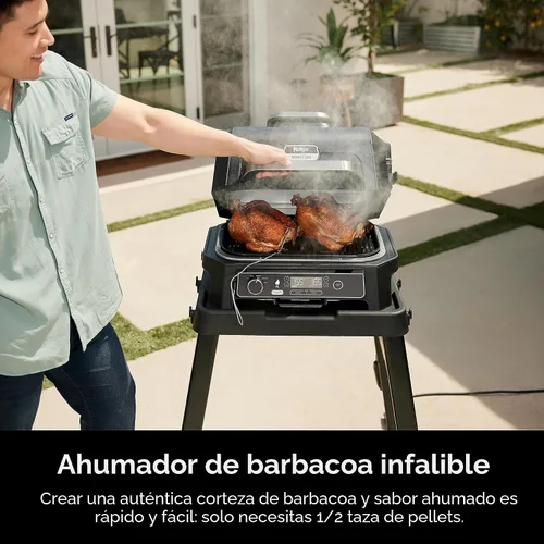 Vista 3 de Ninja Parrilla y ahumador Woodfire Pro XL para exteriores Parrilla 4 en 1, ahumador de barbacoa, freidora de aire y horneado Portátil