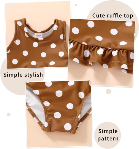 Vista 2 de YOUNGER TREE Traje de baño de verano para niñas pequeñas, sin mangas, traje de baño a rayas, traje de dos piezas, bikini